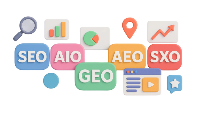 SEO vs AIO vs GEO vs AEO vs SXO